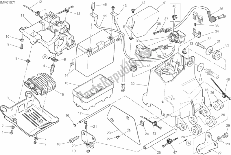All parts for the Battery Holder of the Ducati Monster 1200 S USA 2018